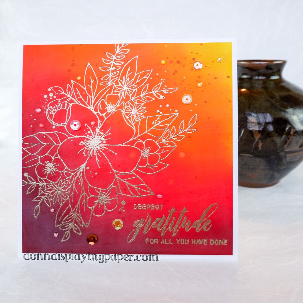 thank you – ink blend and embossing – Donna is Playing Paper
